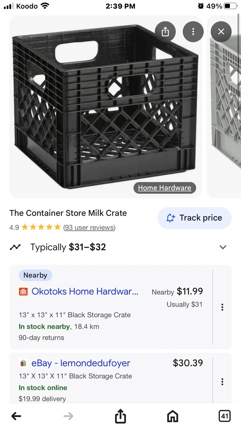 10(ten) Black Plastic Milk Crates