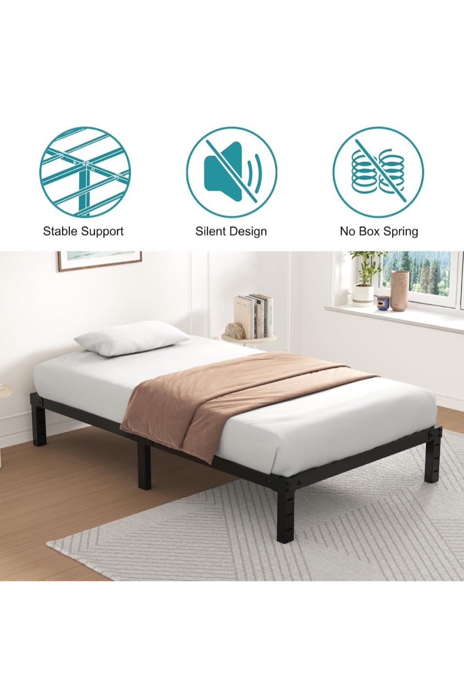 Twin Metal Bed Frame - No Box Spring Needed - photo 3