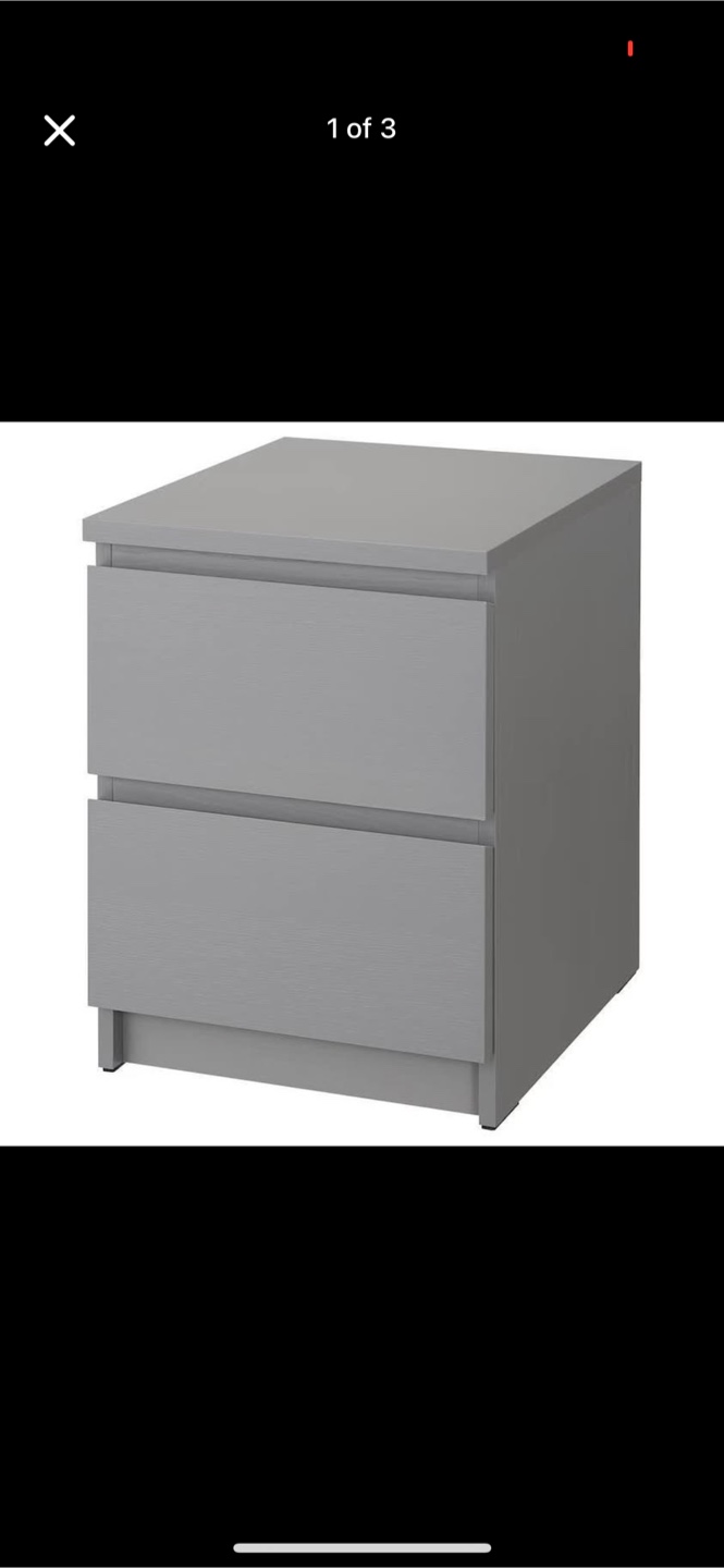 Grey Two-Drawer Nightstand