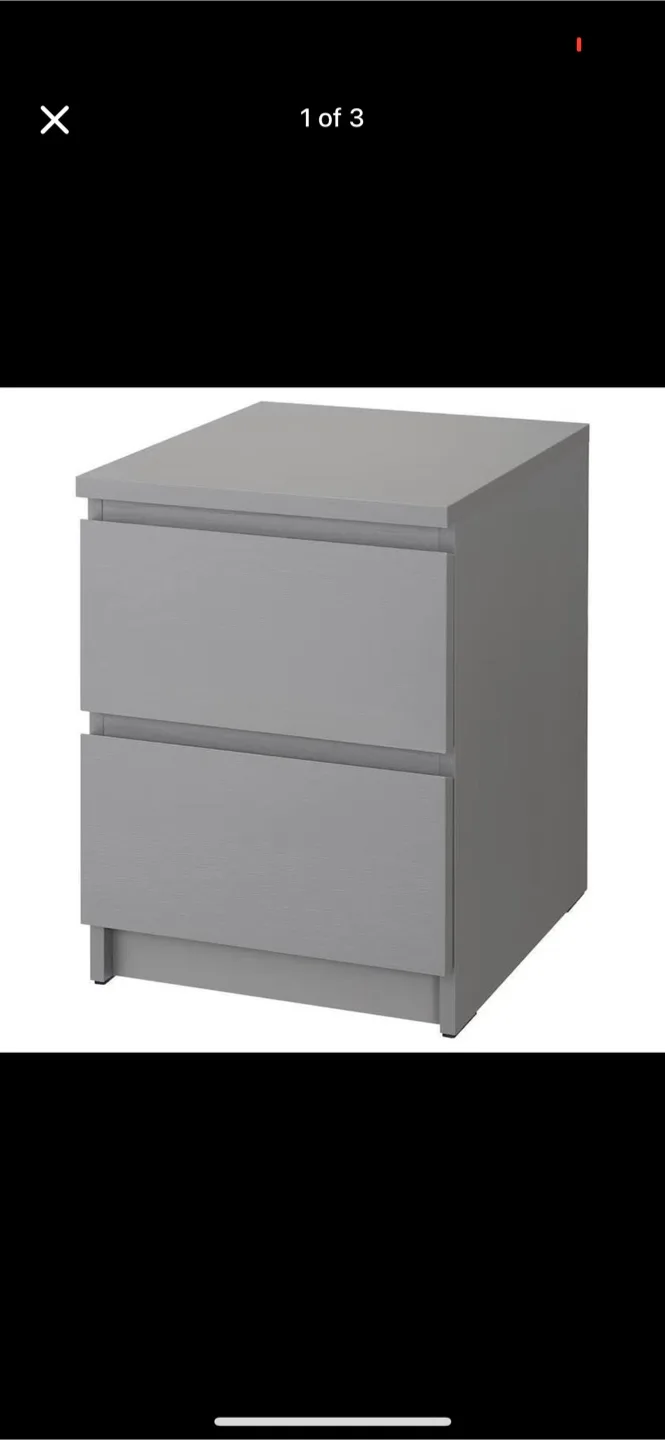 Grey Two-Drawer Nightstand thumbnail