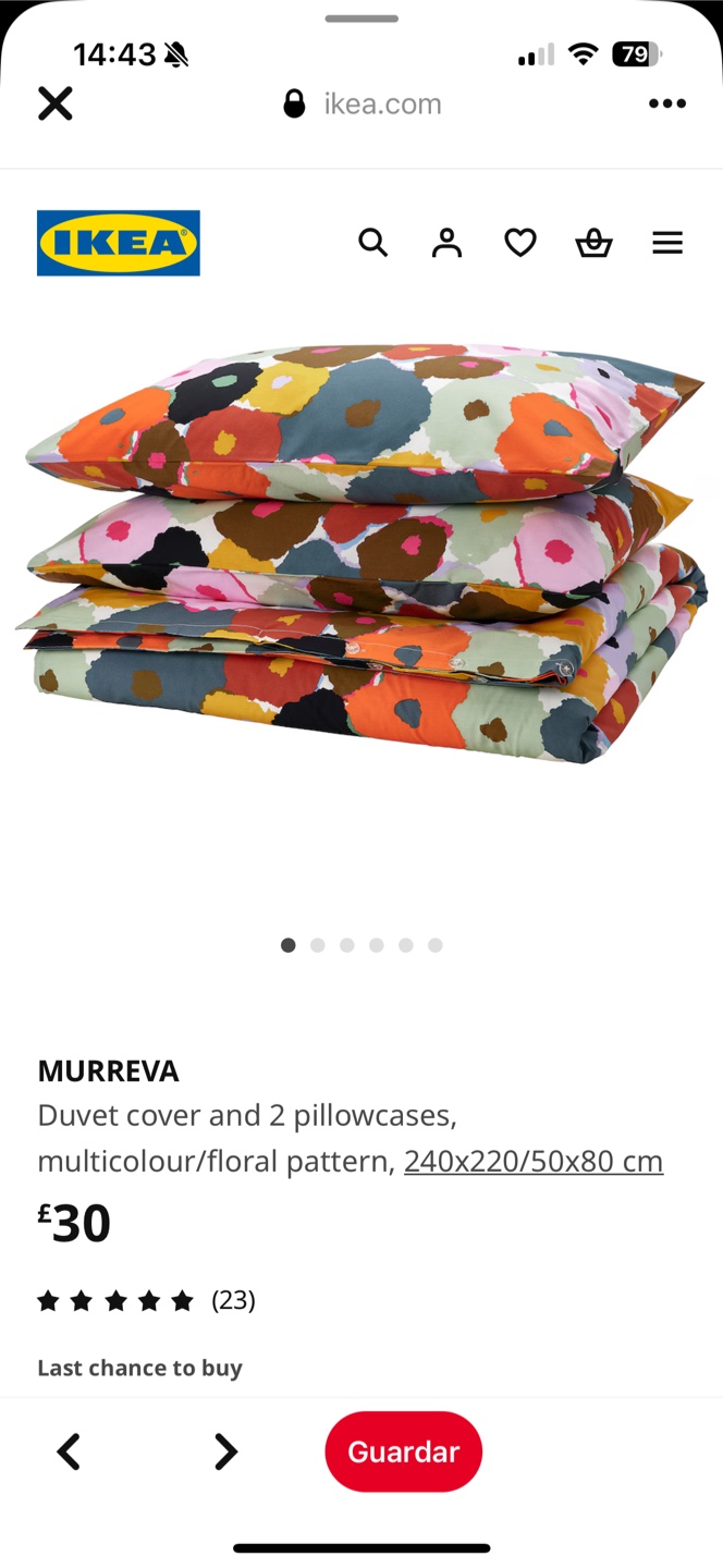 IKEA MURREVA King Duvet Cover Set, Multicolour Floral - photo 4