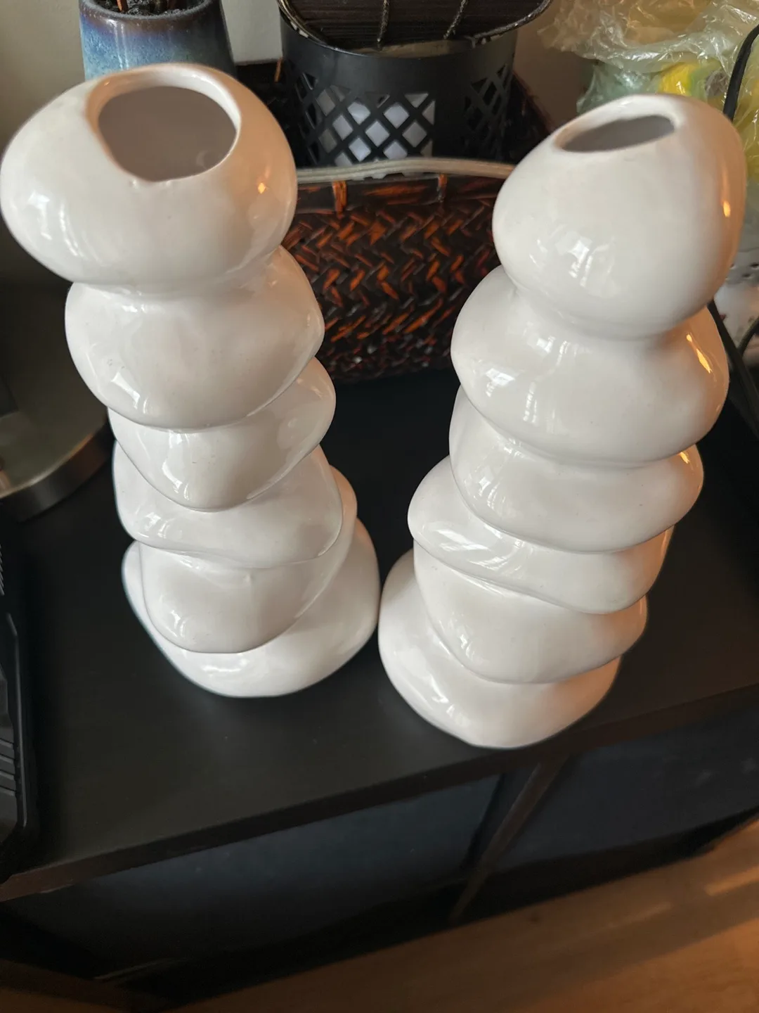 Pair of White Ceramic Vase thumbnail