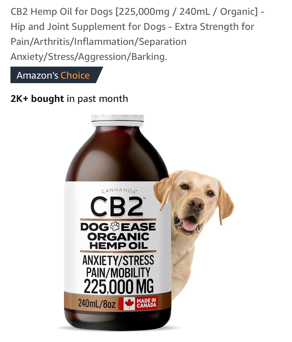 CB2 Hemp Oil for Dogs