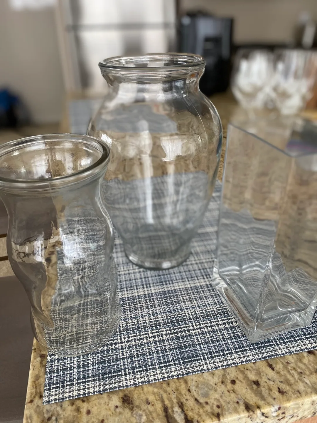 Set of three glass vases thumbnail