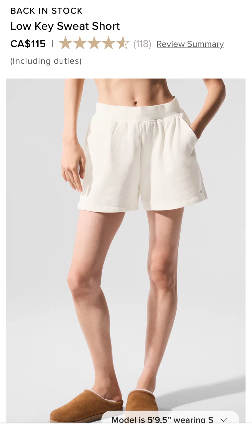 Alo Yoga Low Key Sweat Short - White - photo 4