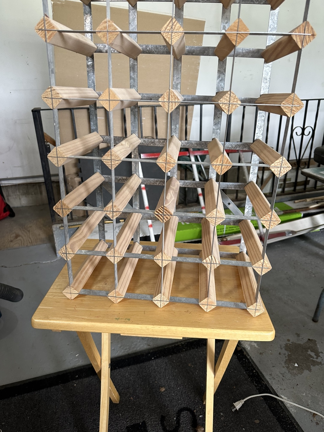 Metal and Wood Wine Rack