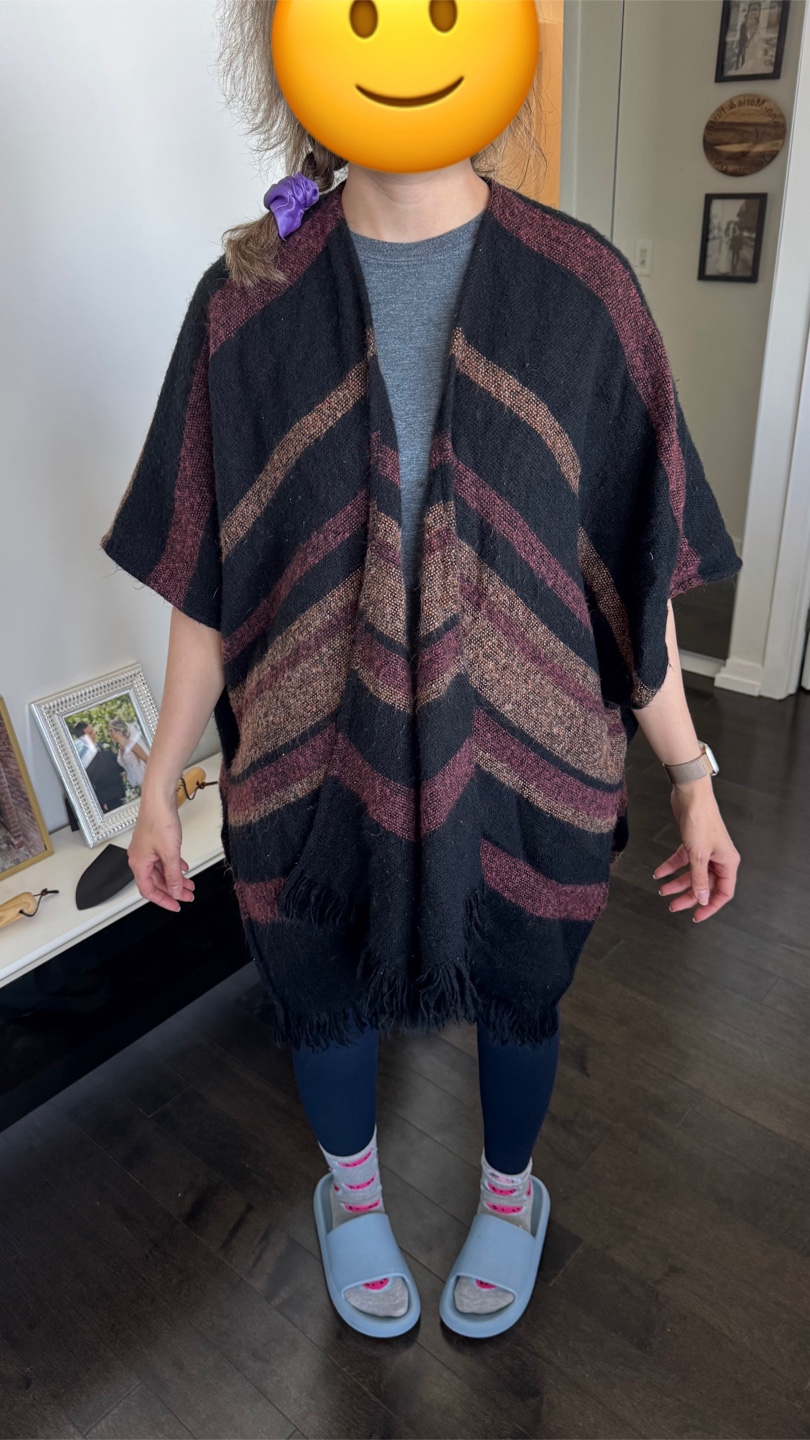 Striped Knit Poncho