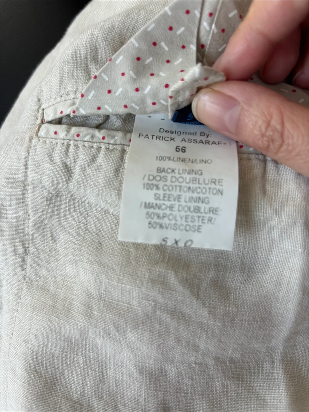 Patrick Assaraf Men's Linen Blazer Jacket Size 56 image indicator(3)