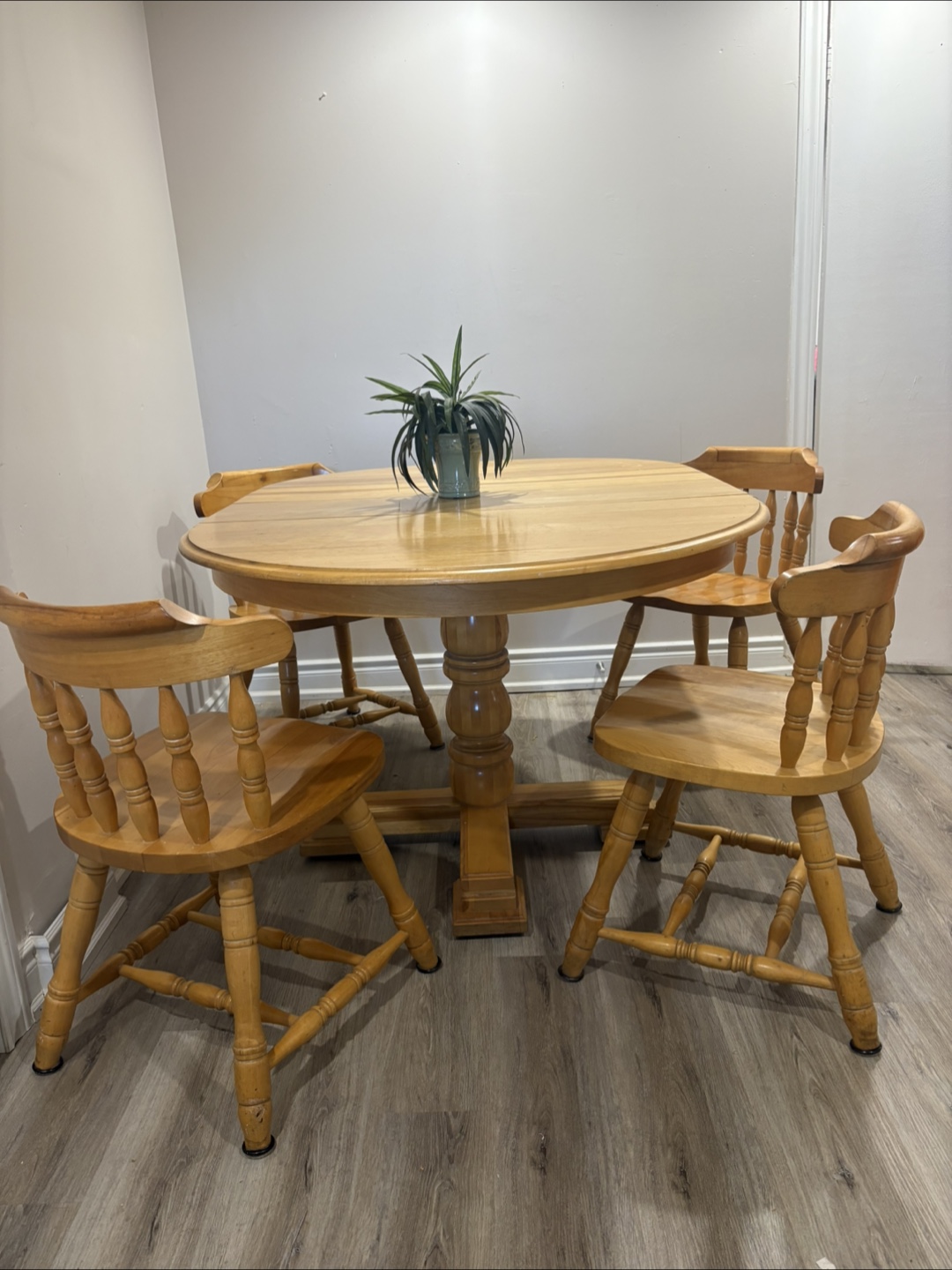 Oval Wooden Dining Table Set with 4 Chairs