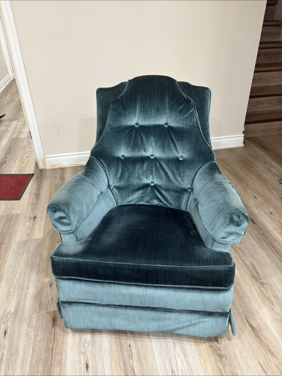Vintage Teal Velvet Armchair