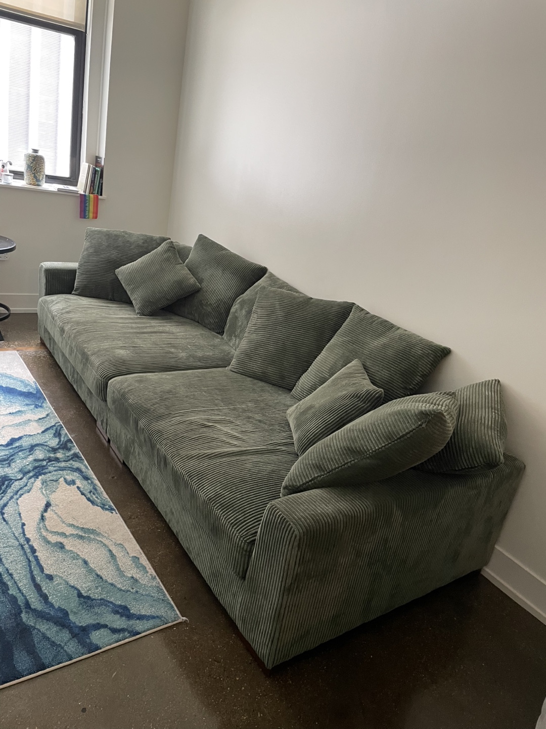 Wade Logan Catasha 116" Corduroy Sofa - Green