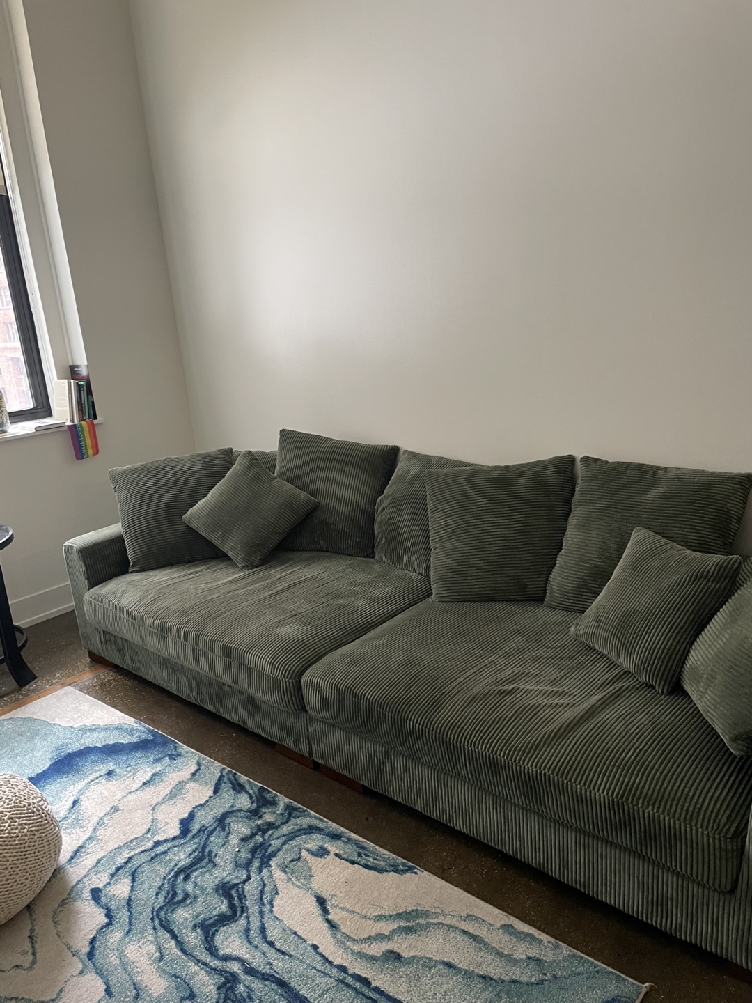Wade Logan Catasha 116" Corduroy Sofa - Green - photo 2