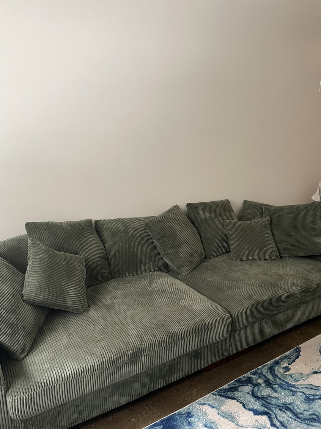 Wade Logan Catasha 116" Corduroy Sofa - Green - photo 3