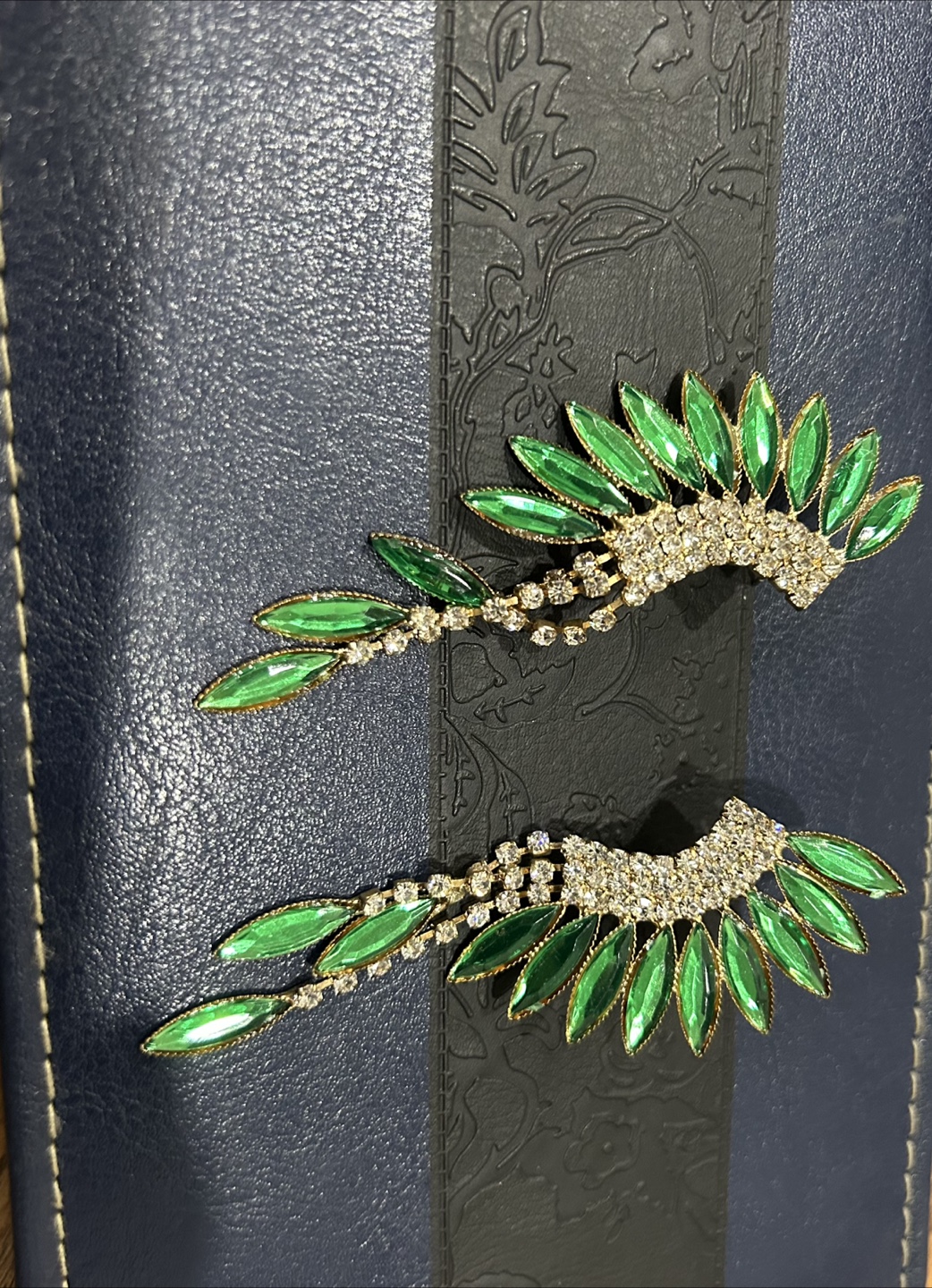 Gorgeous Green Crystal Ear Cuffs
