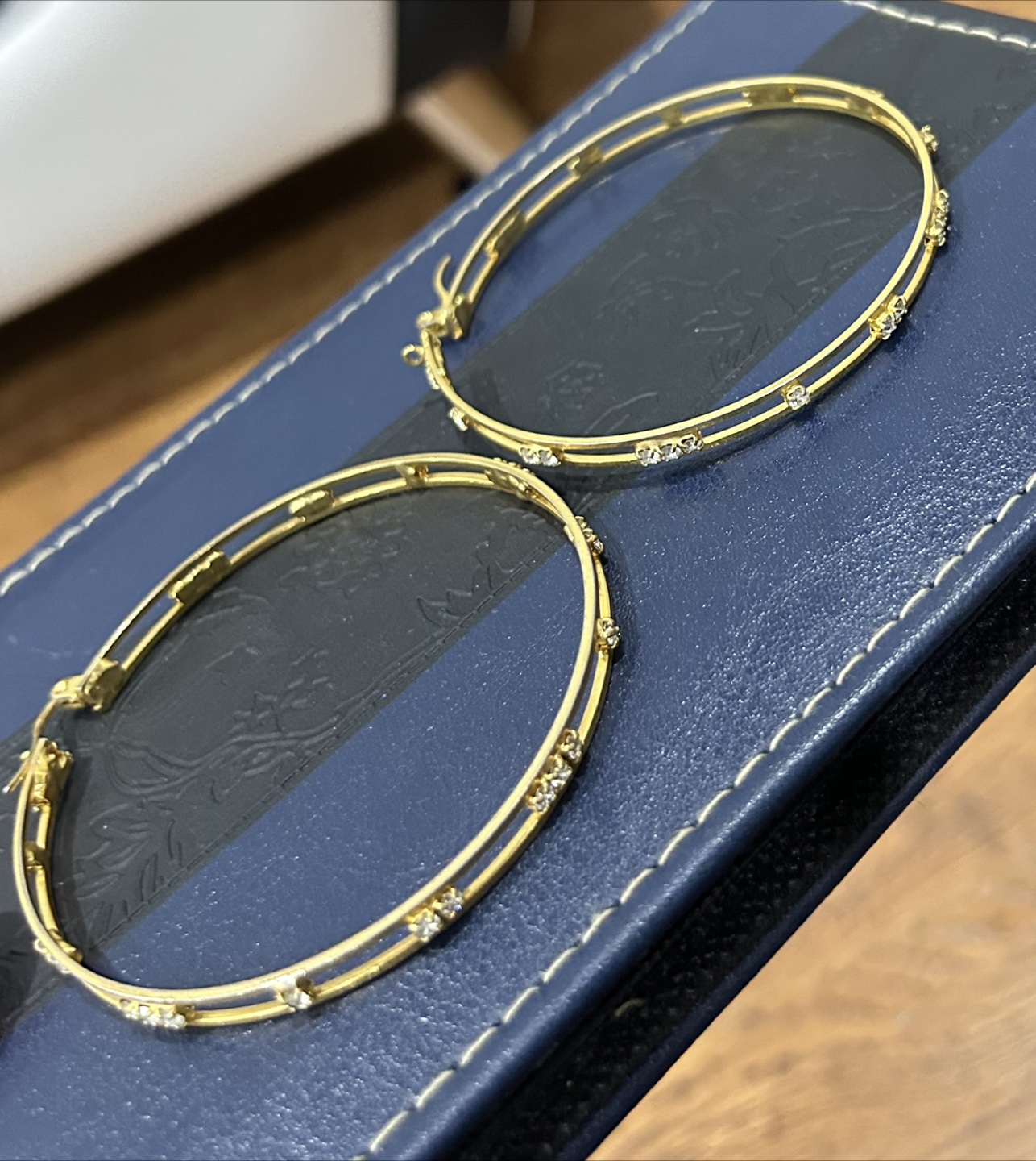 Gold Tone Crystal Hoop Earrings