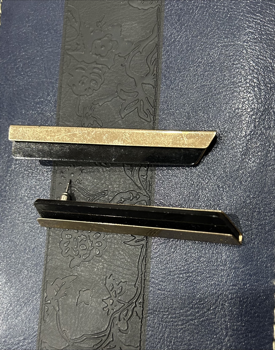 Pair of Gold and Black Linear Earrings