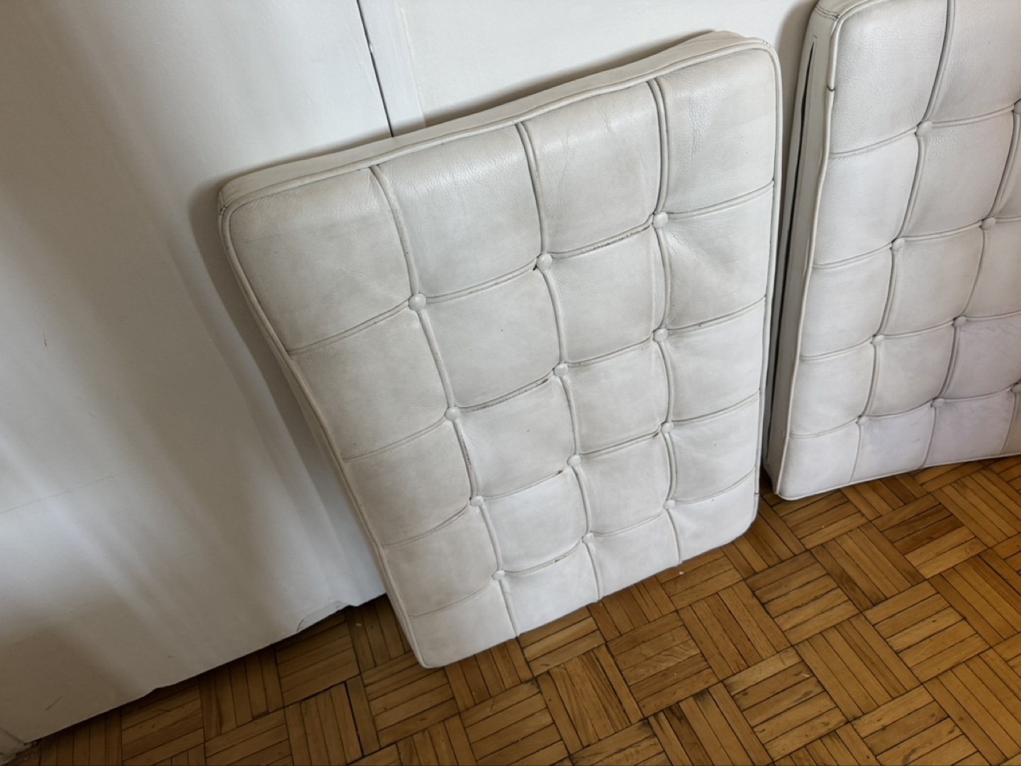 white Barcelona chair, The chair features a stainless steel. - photo 2