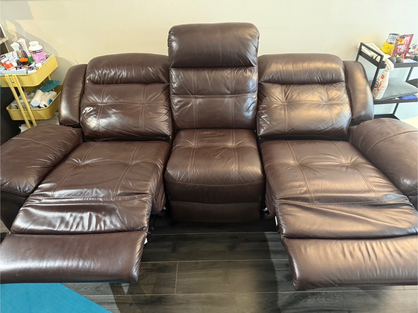 Brown Leather Reclining Sofa - photo 4