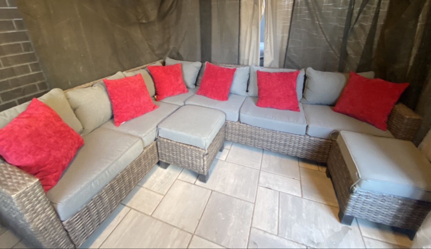 Outdoor Wicker Sectional Sofa with Cushions