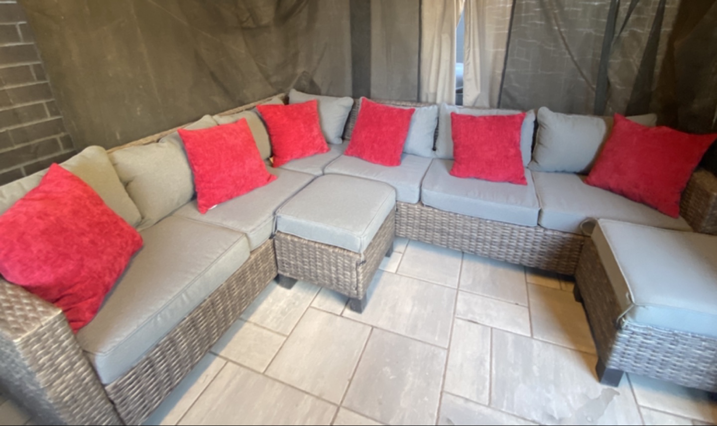 Outdoor Wicker Sectional Sofa with Cushions - photo 2