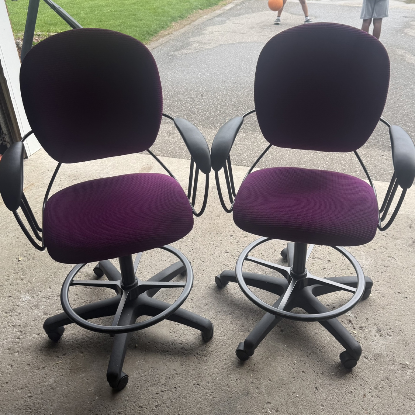 Pair of Steel Case Office Chairs (Purple)