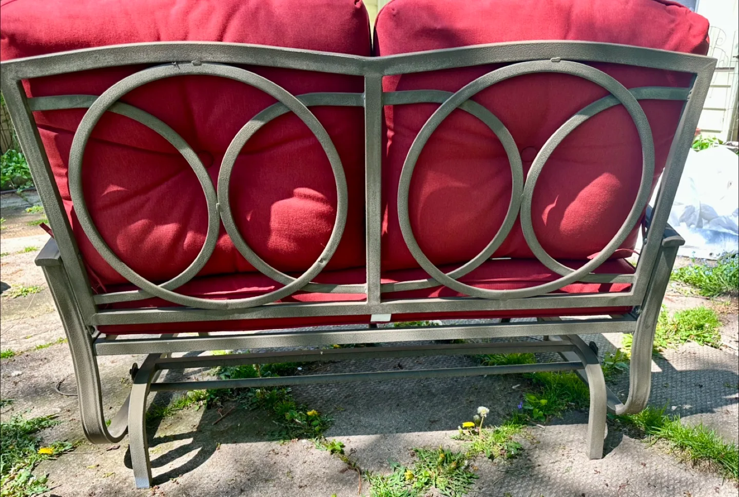 Like New Patio Loveseat Glider Bench with Weather Safe Cushions image indicator(6)