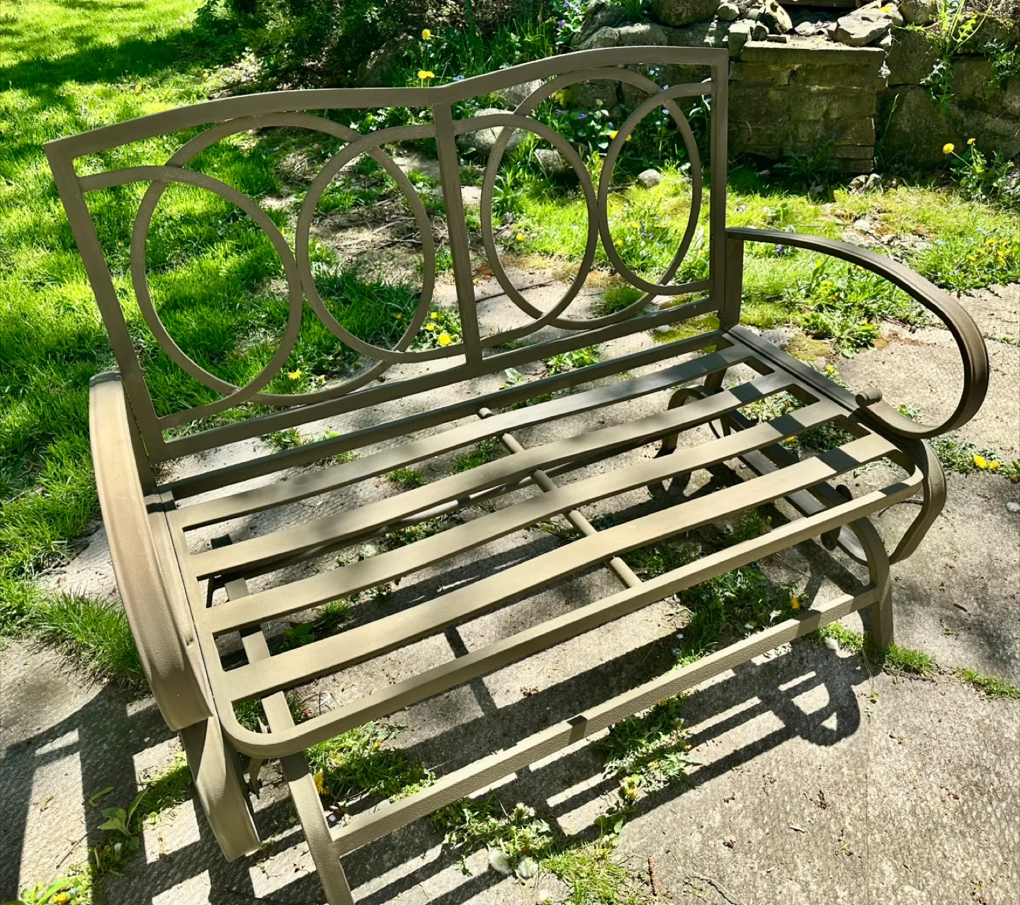 Like New Patio Loveseat Glider Bench with Weather Safe Cushions image indicator(7)