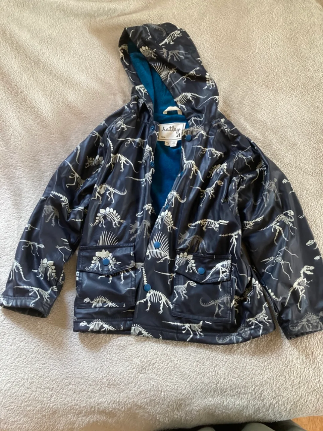 Hatley Kids' Size 7 Dinosaur Skeleton Raincoat thumbnail