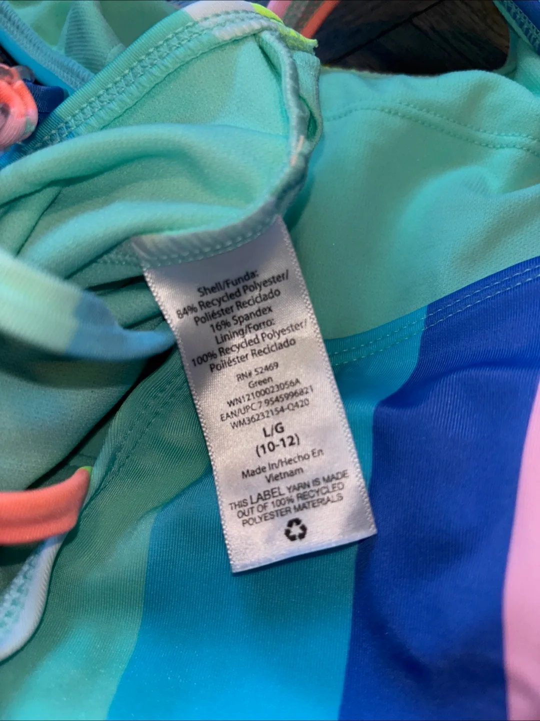 Girls Rainbow Striped One-Piece Swimsuit Size L/G (10-12) image indicator(3)