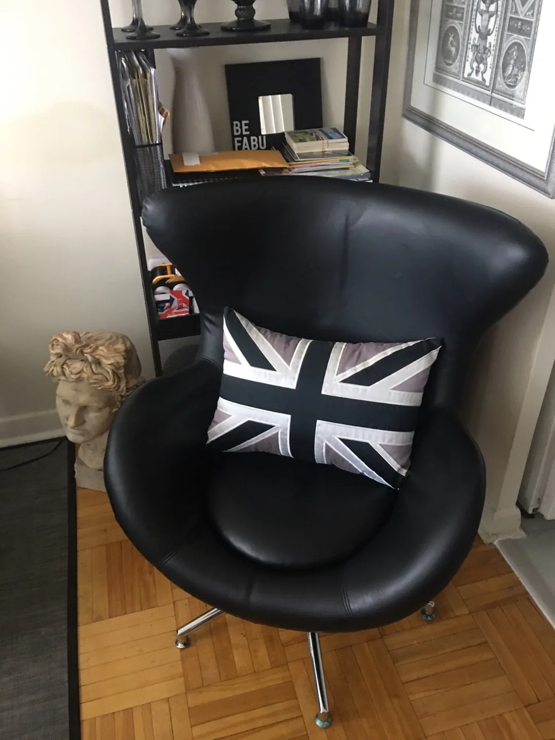 Black Leather Swivel Accent Chair thumbnail