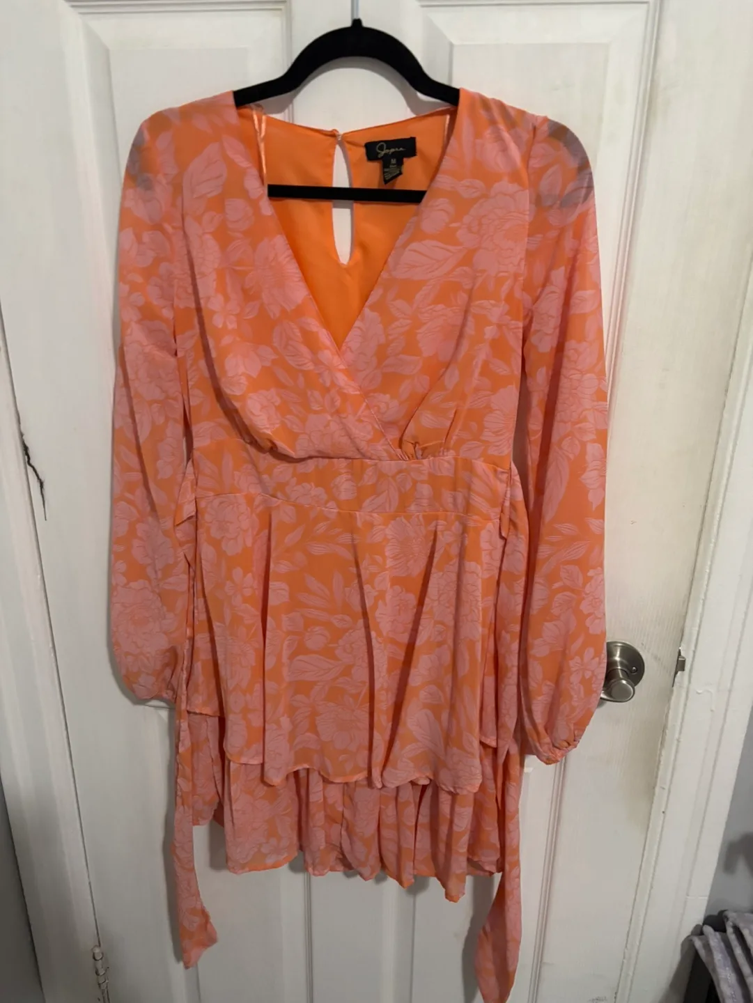 Gorgeous Peach Floral Mini Dress thumbnail