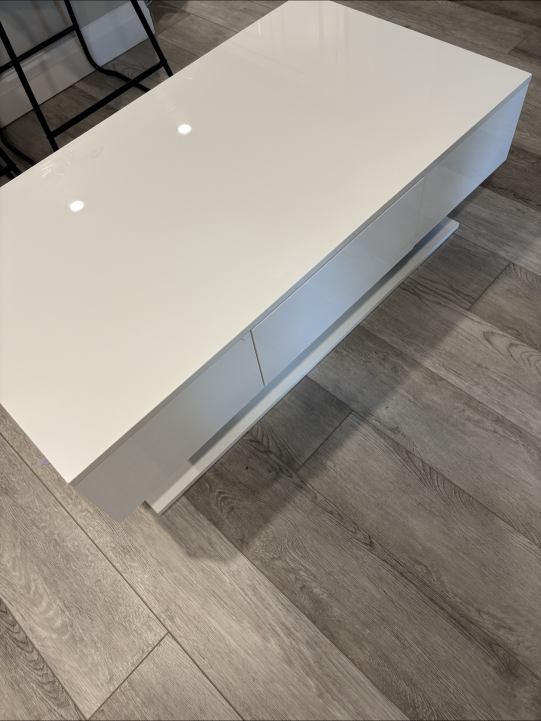 White High-Gloss Coffee Table with Drawers - photo 2