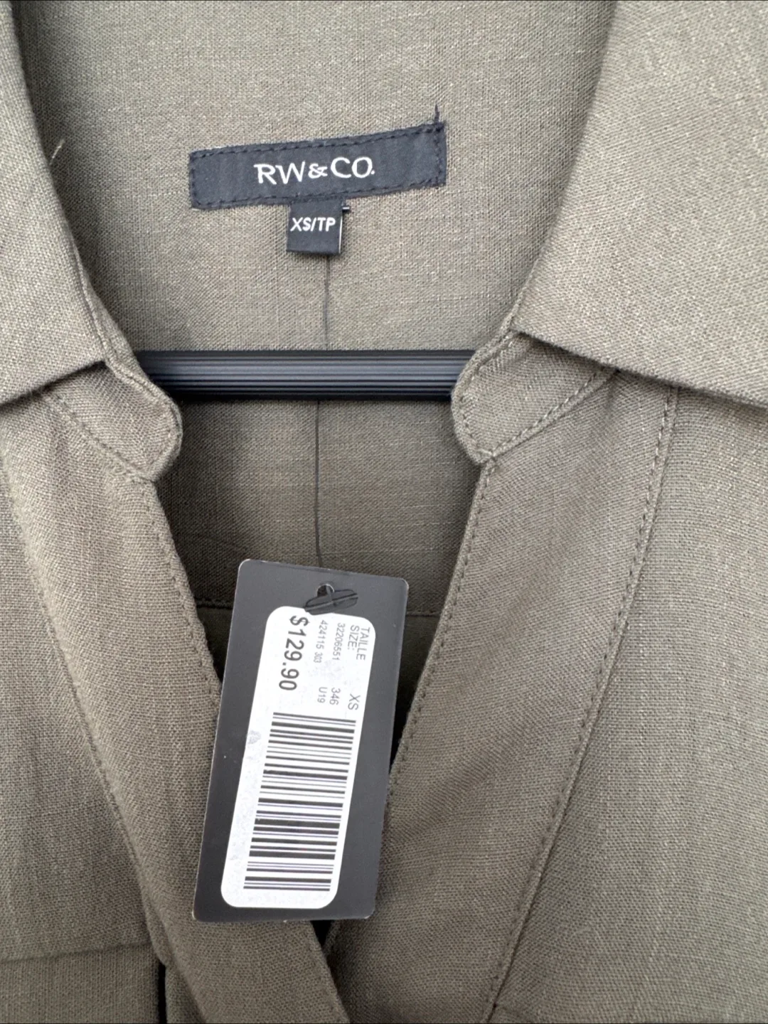 RW&CO Olive Green Sleeveless Shirt Dress XS/TP image indicator(3)