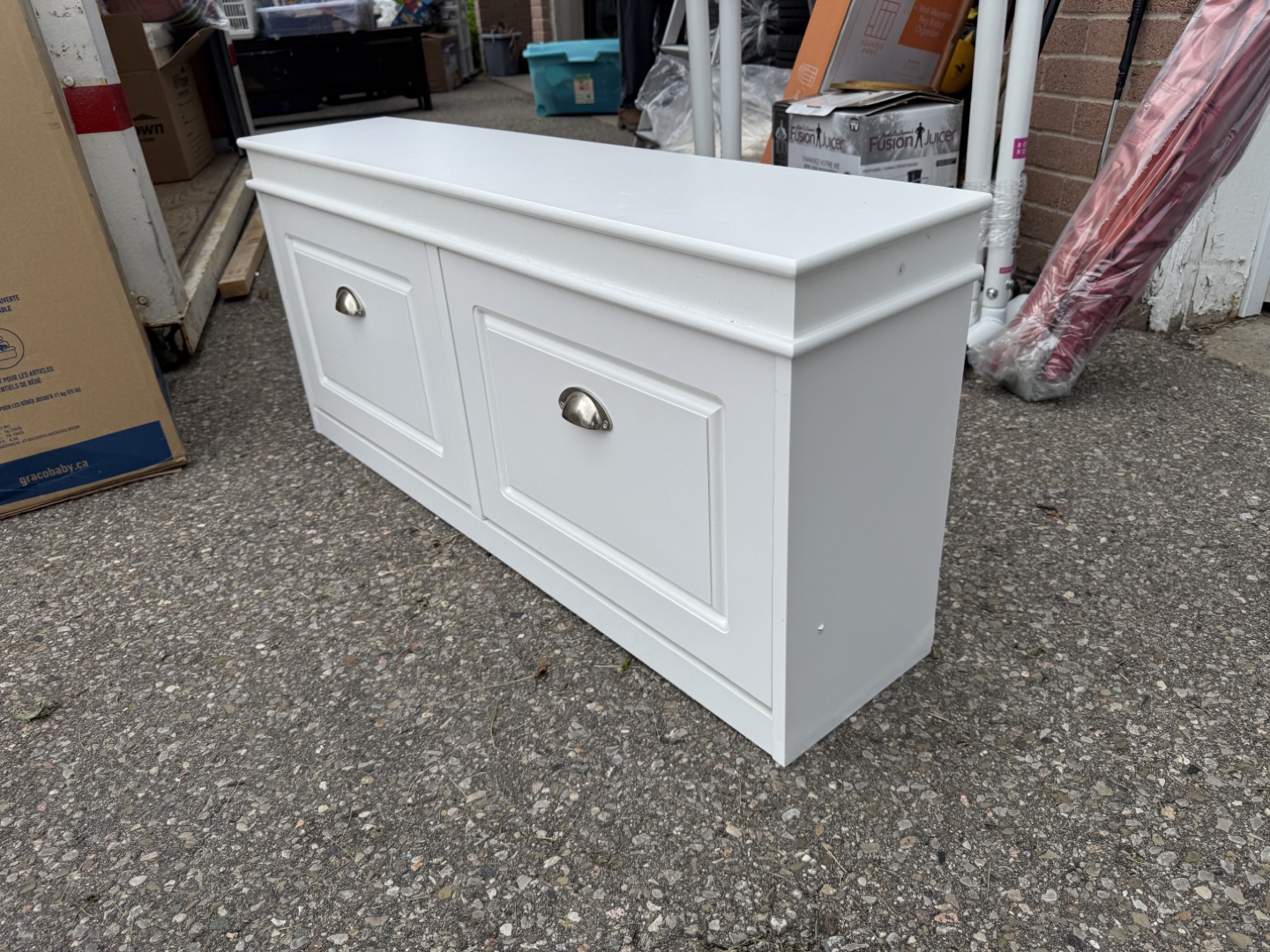 White Shoe Storage Bench with Two Drawers - photo 2
