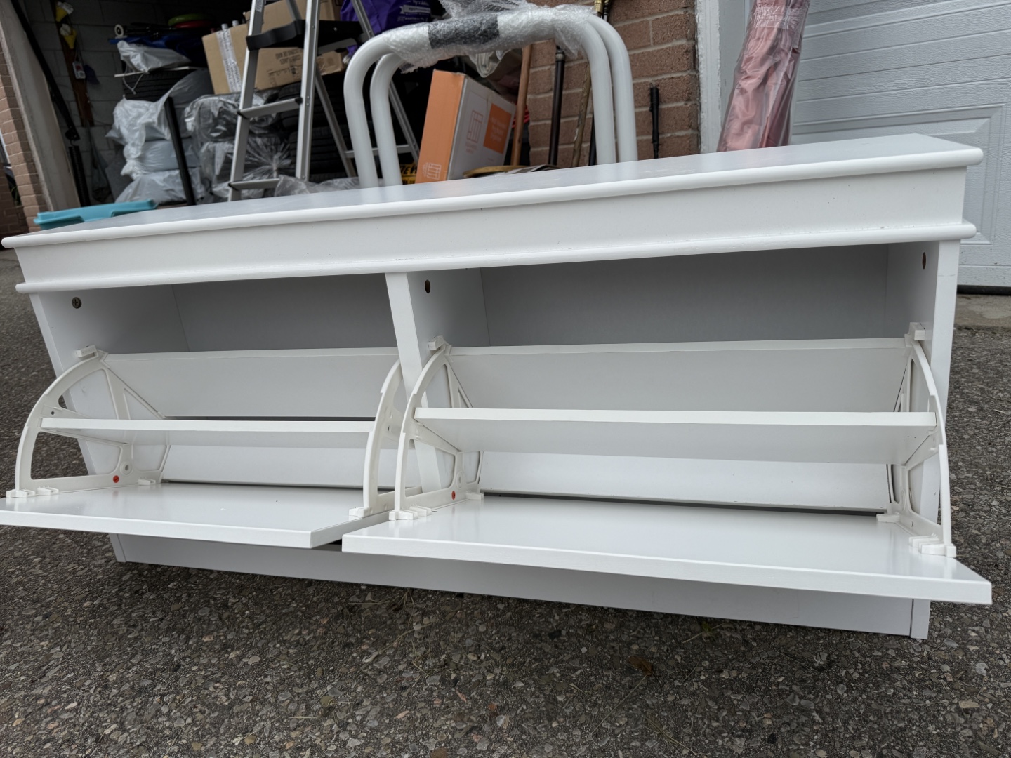 White Shoe Storage Bench with Two Drawers - photo 3