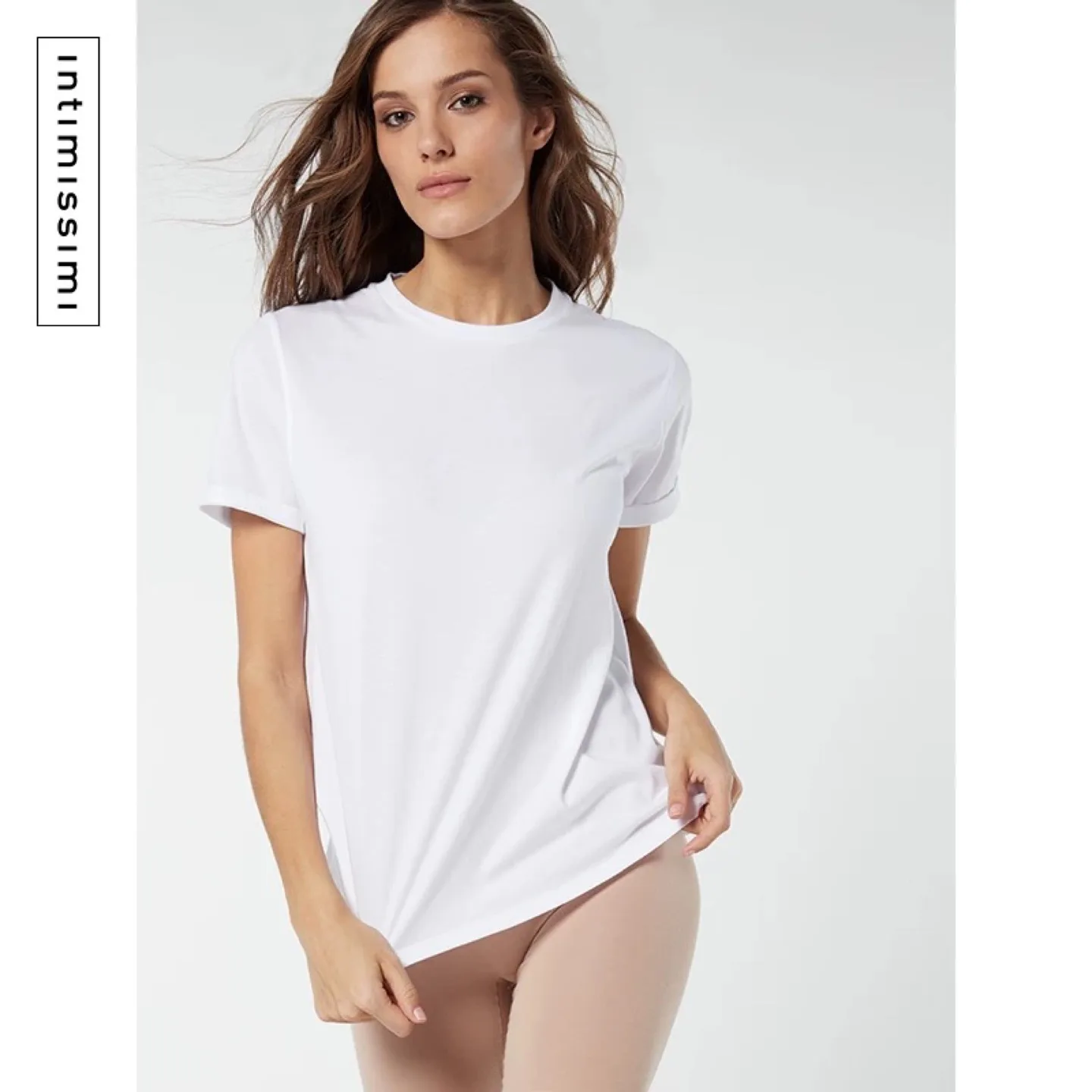 Intimissimi White T-Shirt and Teal Lace Thong Set image indicator(2)