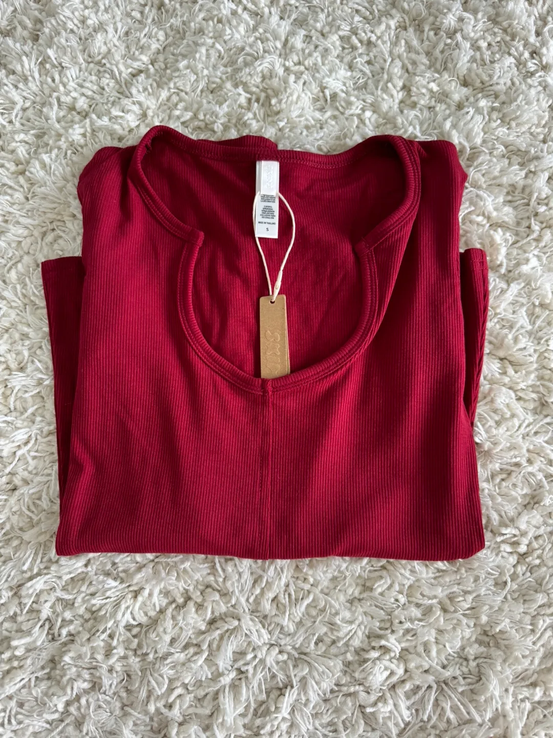 Skims Ribbed Long-Sleeve Top - Size Small - Burgundy image indicator(5)