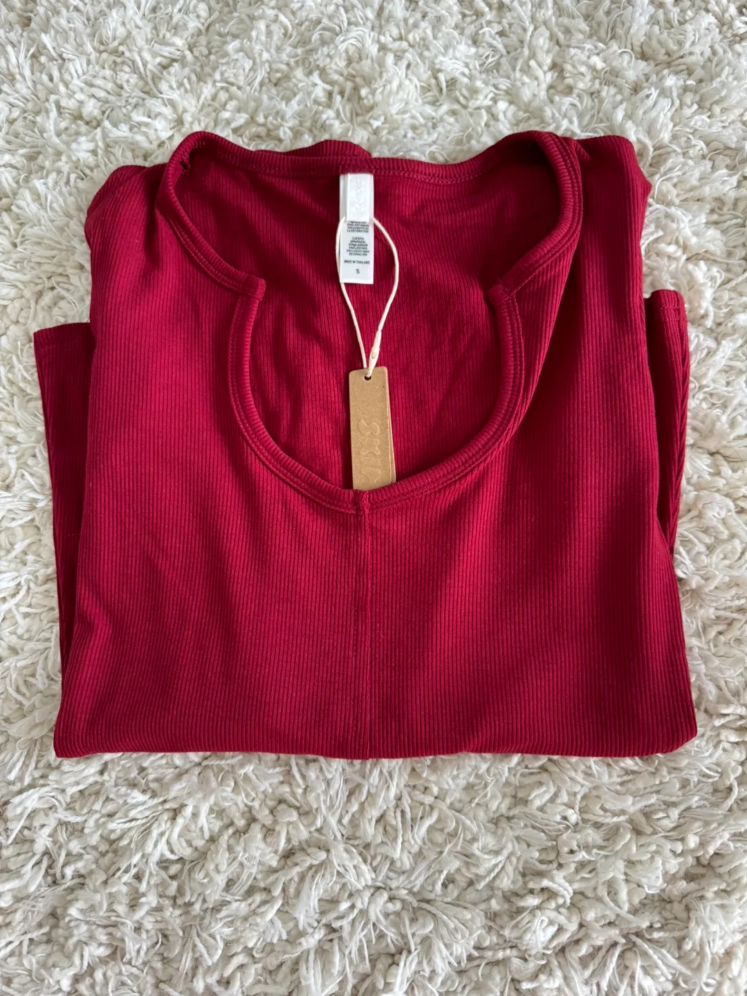 Skims Ribbed Long-Sleeve Top - Size Small - Burgundy image indicator(4)