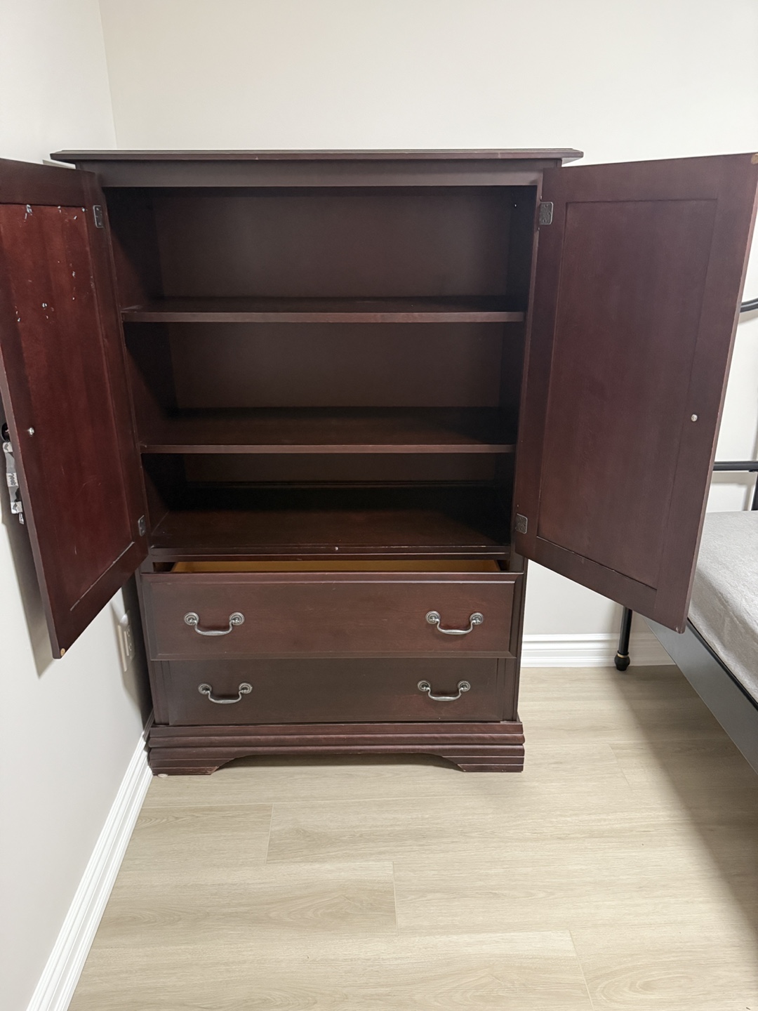 Dark brown wooden armoire with two drawers - photo 2