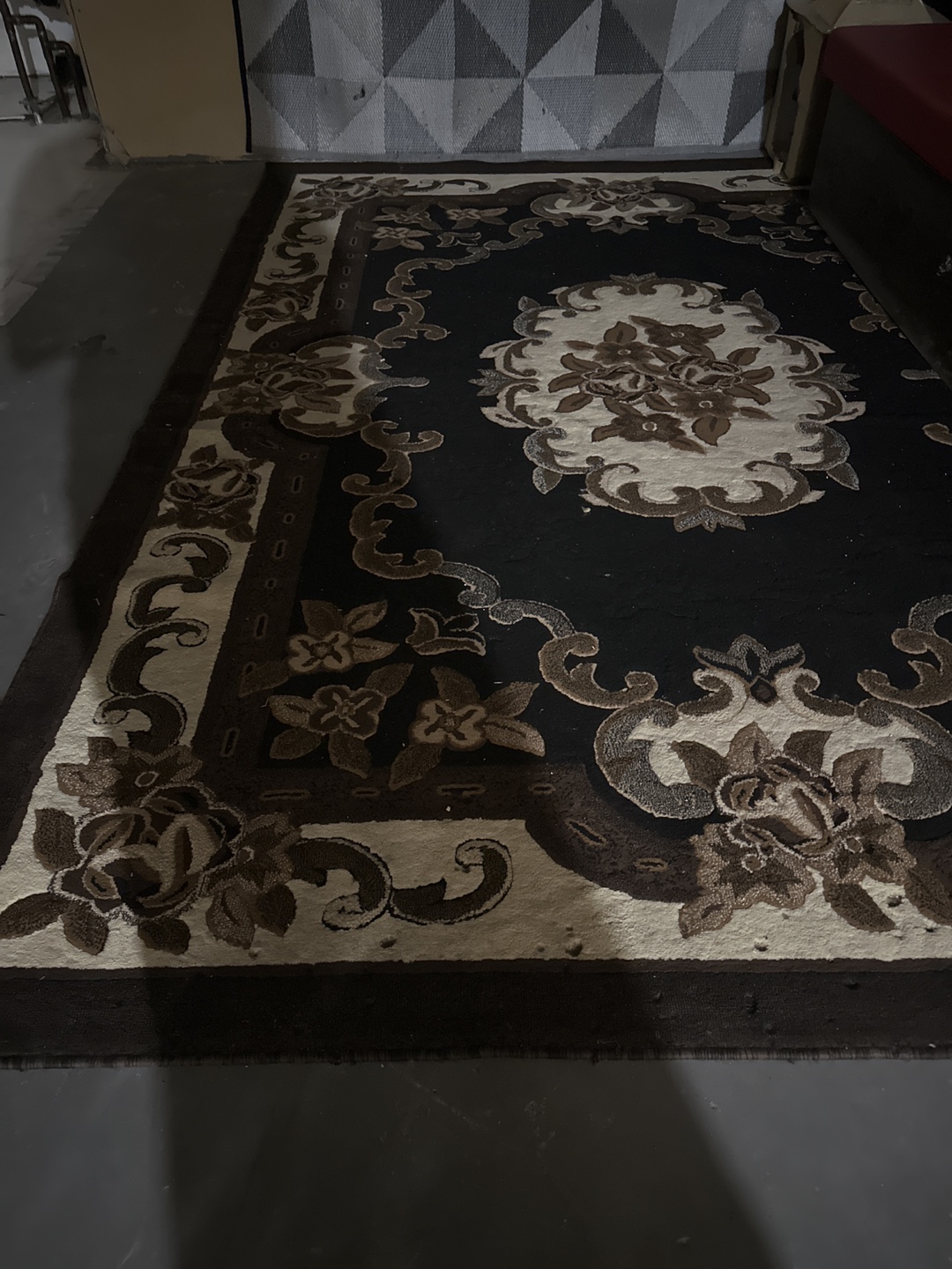Large Dark Brown and Beige Area Rug