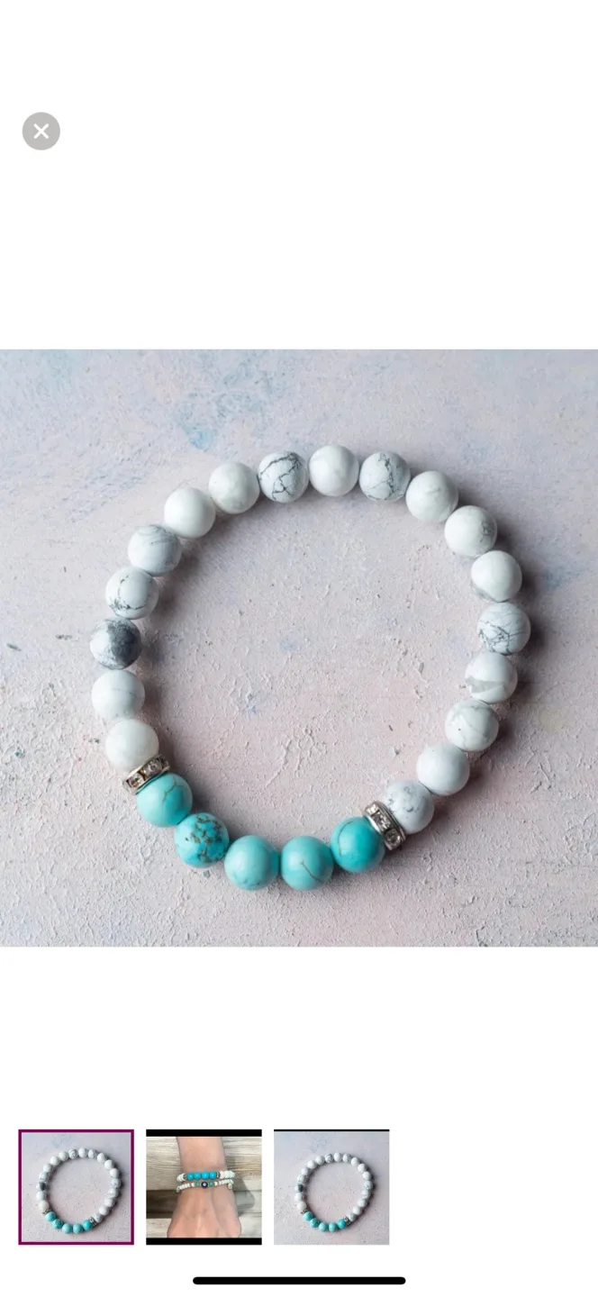 Beaded Bracelets Set - Turquoise and White Stone thumbnail