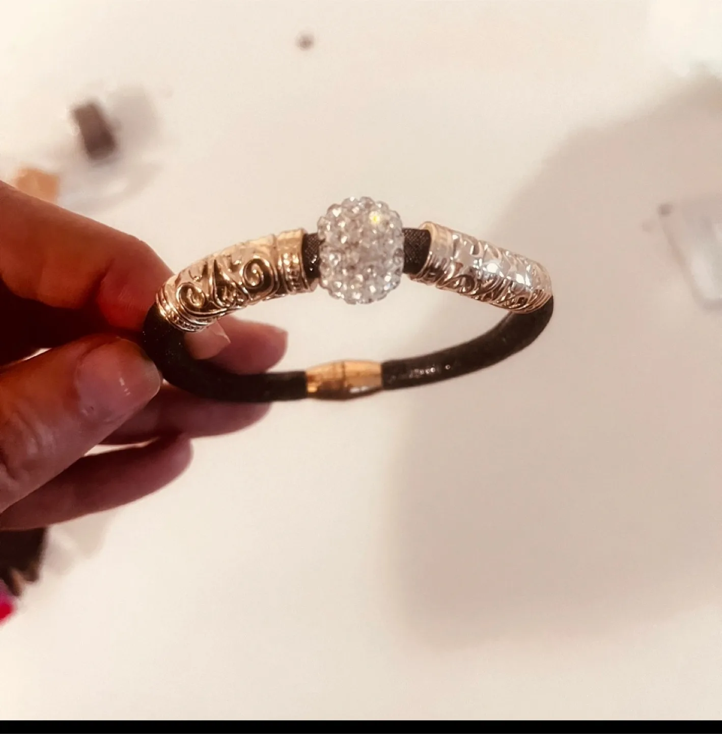 Elegant Black Bracelet with Crystal Accents thumbnail