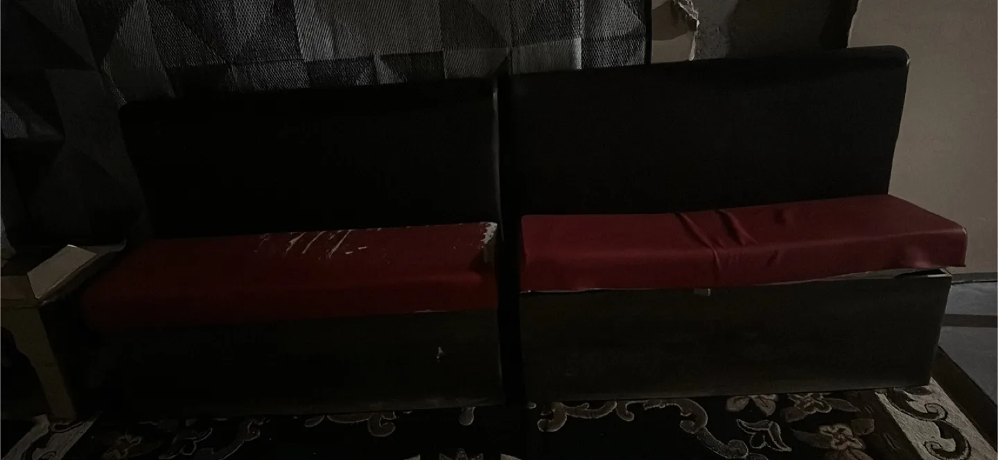 Pair of Black Vinyl Storage Ottomans thumbnail