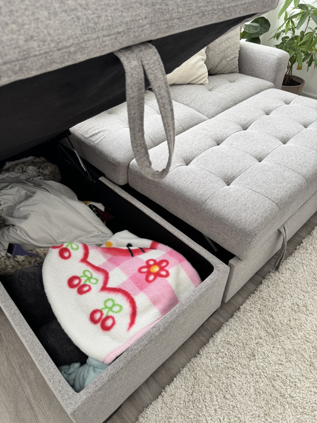 Grey Sectional Sofa with Storage - photo 3
