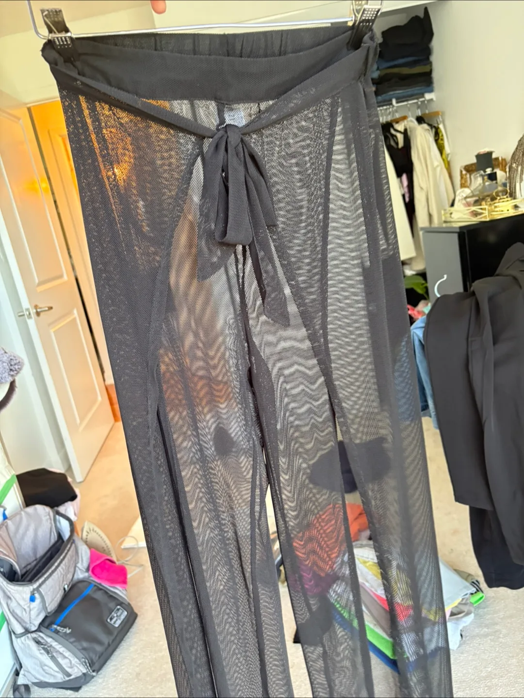 Forever 21 Black Mesh Beach Pants thumbnail