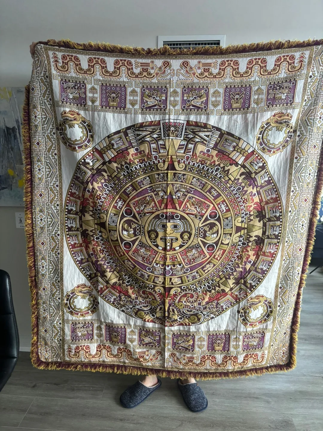 Aztec Calendar Throw Blanket thumbnail