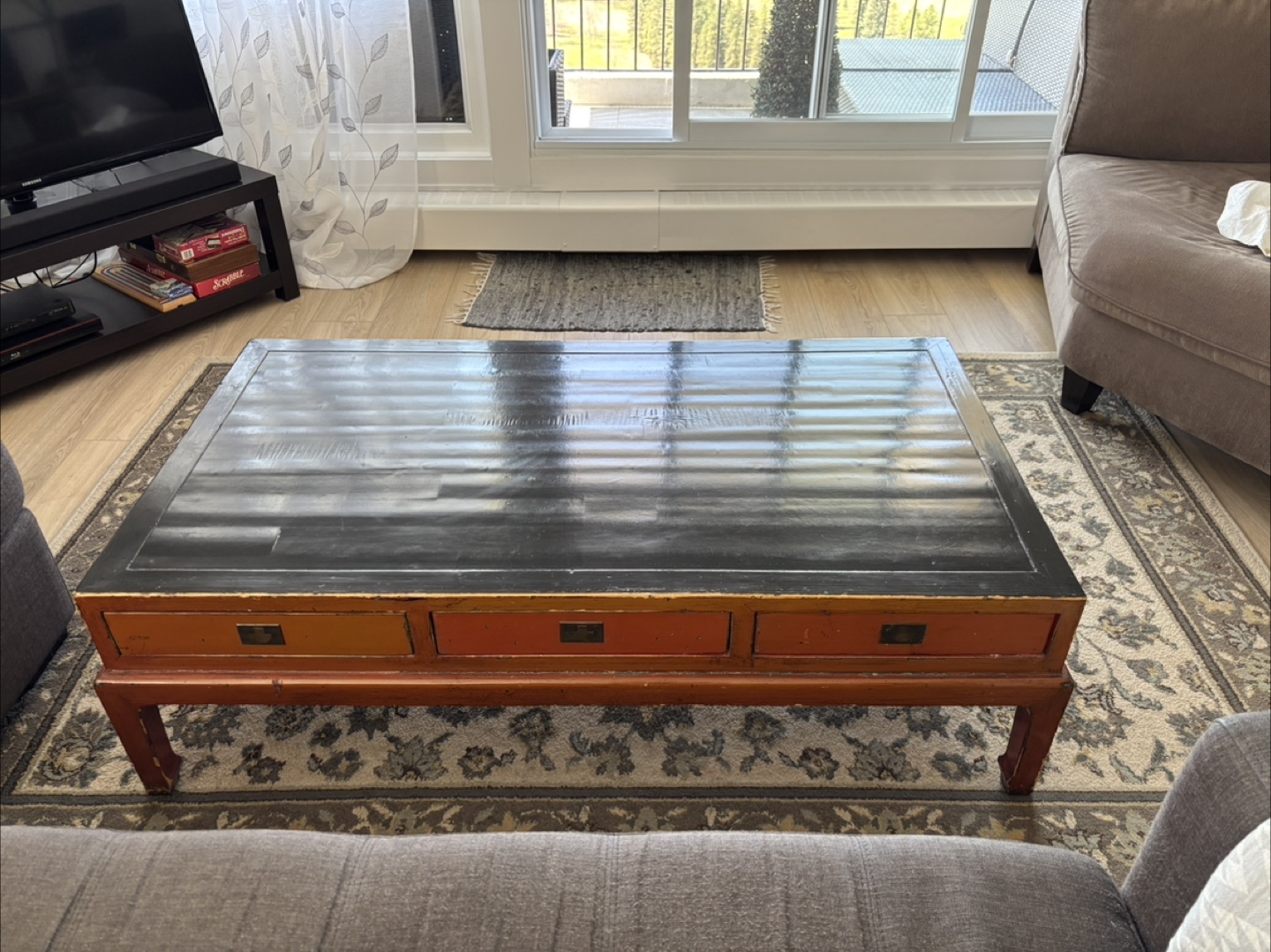 Wood Coffee Table with Drawers