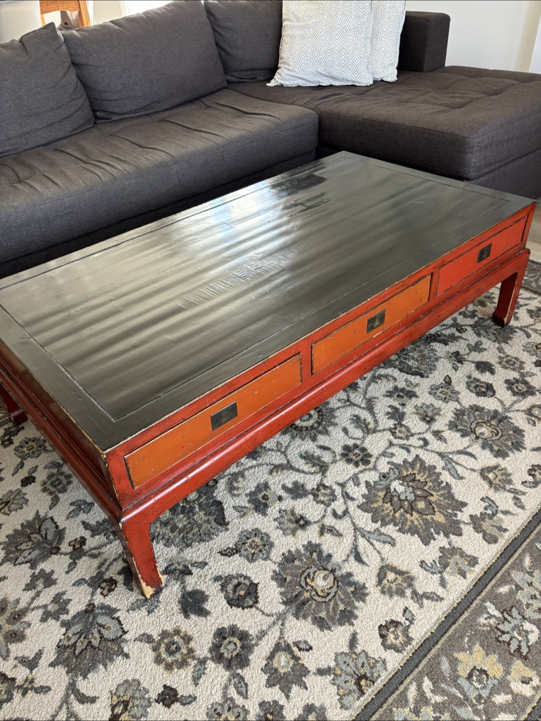 Wood Coffee Table with Drawers - photo 2