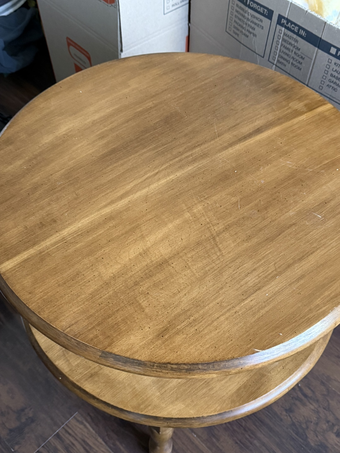 Vintage Two-Tier Round Wooden Side Table