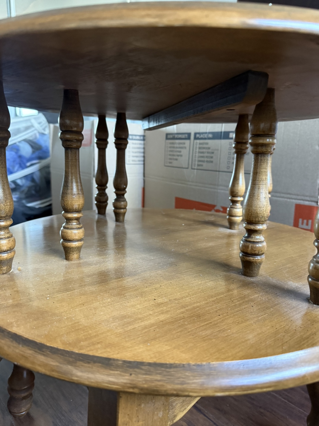 Vintage Two-Tier Round Wooden Side Table - photo 2